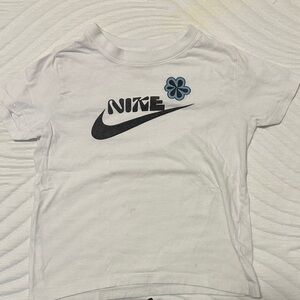 Nike Kids White Tee with Blue Flower Accent